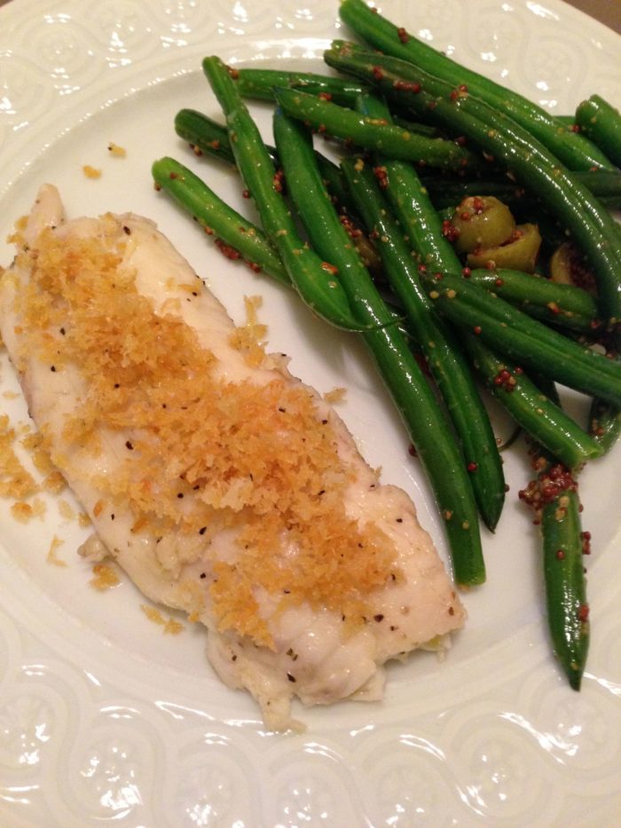 Fish with Herbed Bread Crumbs & Green Beans