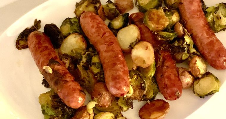 Sheet-Pan Dinners: Sausages and Brussels Sprouts With Honey Mustard