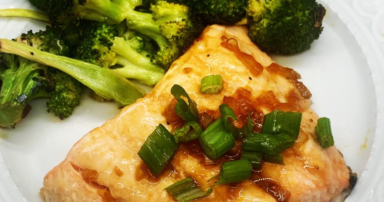 Salty-Sweet Barbecue Salmon and Broccoli